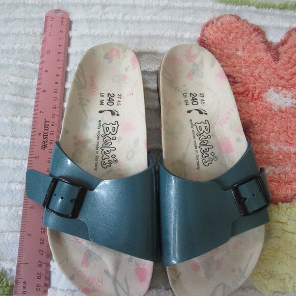 NEW Birkenstock Catalina Slides Blue Sparkle Sandals - Picture 1 of 10